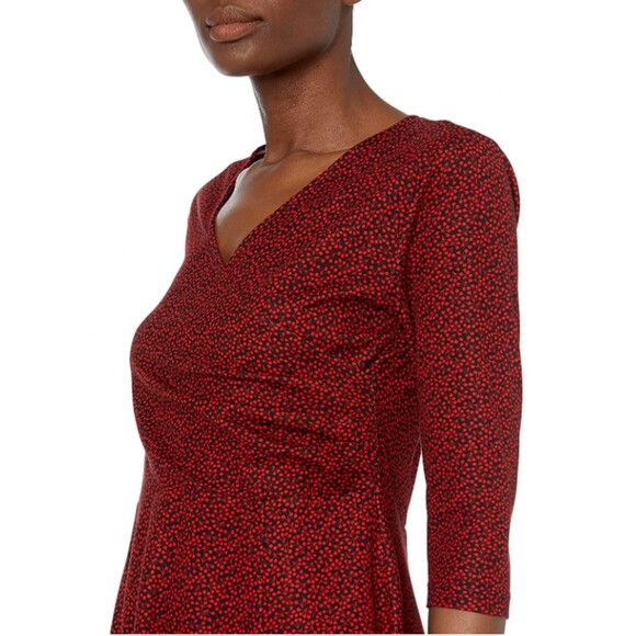 Three Quarter Sleeve Faux Wrap Dress Sz L - Picture 3 of 7